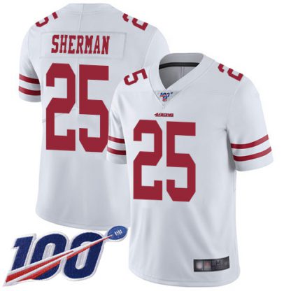 Nike San Francisco 49ers #25 Richard Sherman White Men's Stitched NFL 100th Season Vapor Limited Jersey