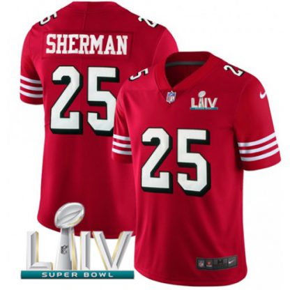 Nike San Francisco 49ers #25 Richard Sherman Red Super Bowl LIV 2020 Team Color Men's Stitched NFL Vapor Untouchable Limited II Jersey