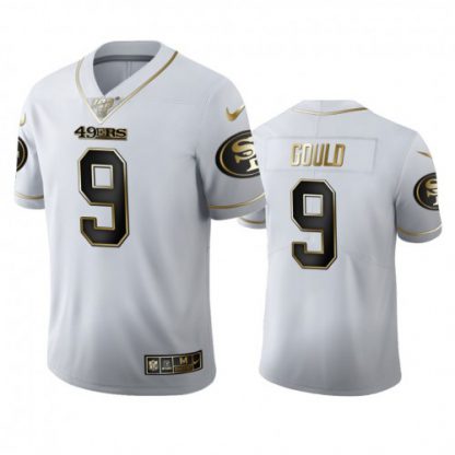 San Francisco San Francisco 49ers #9 Robbie Gould Men's Nike White Golden Edition Vapor Limited NFL 100 Jersey