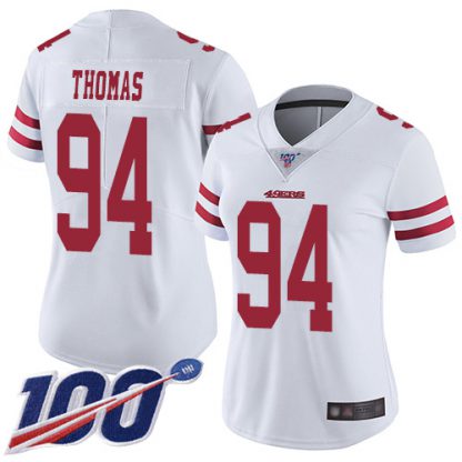 Nike San Francisco 49ers #94 Solomon Thomas White Women's Stitched NFL 100th Season Vapor Limited Jersey