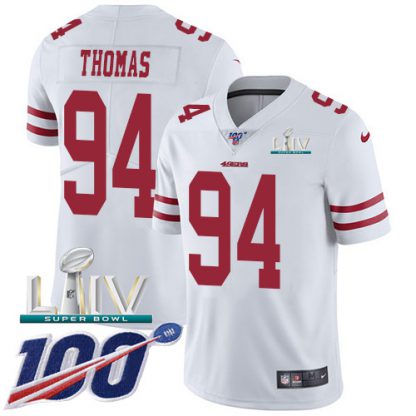 Nike San Francisco 49ers #94 Solomon Thomas White Super Bowl LIV 2020 Youth Stitched NFL 100th Season Vapor Limited Jersey