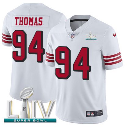 Nike San Francisco 49ers #94 Solomon Thomas White Super Bowl LIV 2020 Rush Men's Stitched NFL Vapor Untouchable Limited Jersey