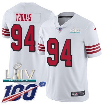 Nike San Francisco 49ers #94 Solomon Thomas White Super Bowl LIV 2020 Rush Men's Stitched NFL Limited 100th Season Jersey