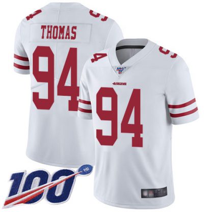 Nike San Francisco 49ers #94 Solomon Thomas White Men's Stitched NFL 100th Season Vapor Limited Jersey