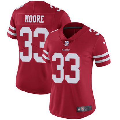Nike San Francisco 49ers #33 Tarvarius Moore Red Team Color Women's Stitched NFL Vapor Untouchable Limited Jersey