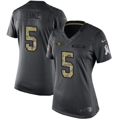 San Francisco San Francisco 49ers #5 Trey Lance Black Women's Stitched NFL Limited 2016 Salute to Service Jersey