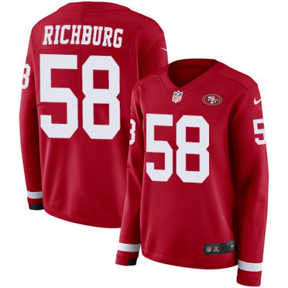 Nike San Francisco 49ers #58 Weston Richburg Red Team Color Women's Stitched NFL Limited Therma Long Sleeve Jersey