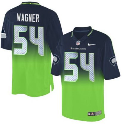 Nike Seattle Seahawks #54 Bobby Wagner Steel Blue/Green Men's Stitched NFL Elite Fadeaway Fashion Jersey