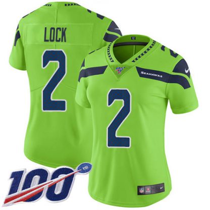 Nike Seattle Seahawks #2 Drew Lock Green Women's Stitched NFL Limited Rush 100th Season Jersey