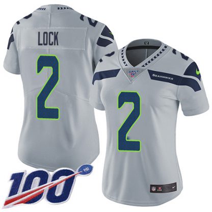 Nike Seattle Seahawks #2 Drew Lock Grey Alternate Women's Stitched NFL 100th Season Vapor Untouchable Limited Jersey