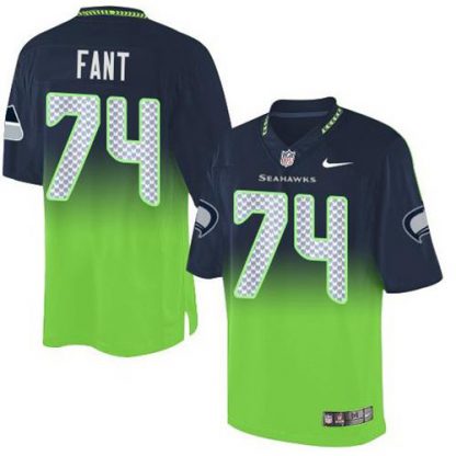 Nike Seattle Seahawks #74 George Fant Steel Blue/Green Men's Stitched NFL Elite Fadeaway Fashion Jersey