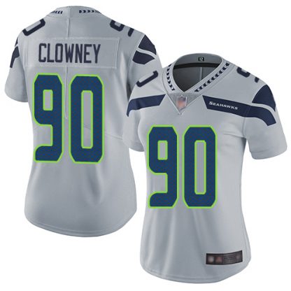 Nike Seattle Seahawks #90 Jadeveon Clowney Grey Alternate Women's Stitched NFL Vapor Untouchable Limited Jersey