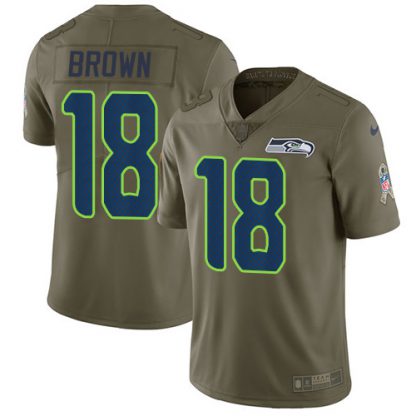 Nike Seattle Seahawks #18 Jaron Brown Olive Men's Stitched NFL Limited 2017 Salute To Service Jersey