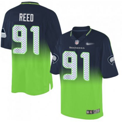 Nike Seattle Seahawks #91 Jarran Reed Steel Blue/Green Men's Stitched NFL Elite Fadeaway Fashion Jersey