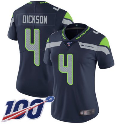 Nike Seattle Seahawks #4 Michael Dickson Steel Blue Team Color Women's Stitched NFL 100th Season Vapor Limited Jersey