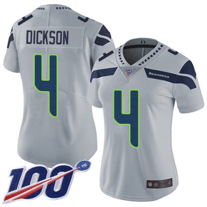 Nike Seattle Seahawks #4 Michael Dickson Grey Alternate Women's Stitched NFL 100th Season Vapor Limited Jersey