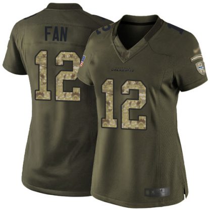Nike Seattle Seahawks #12 Fan Green Women's Stitched NFL Limited 2015 Salute to Service Jersey