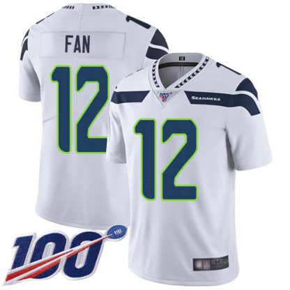Nike Seattle Seahawks #12 Fan White Youth Stitched NFL 100th Season Vapor Limited Jersey