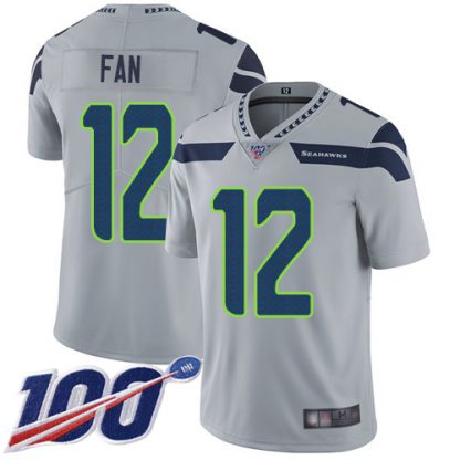 Nike Seattle Seahawks #12 Fan Grey Alternate Youth Stitched NFL 100th Season Vapor Limited Jersey