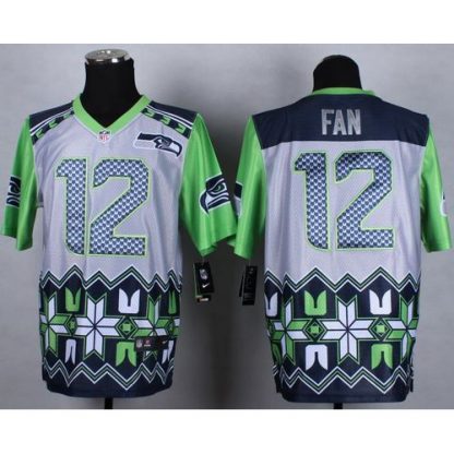 Nike Seattle Seahawks #12 Fan Grey Men's Stitched NFL Elite Noble Fashion Jersey