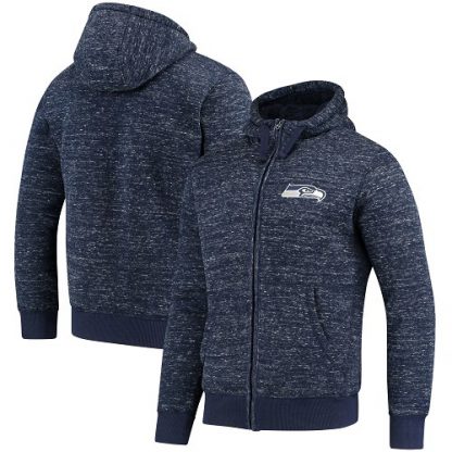 Men's Seattle Seattle Seahawks G-III Sports by Carl Banks Heathered College Navy Discovery Sherpa Full-Zip Jacket