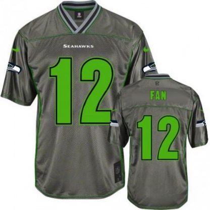 Nike Seattle Seahawks #12 Fan Grey Men's Stitched NFL Elite Vapor Jersey