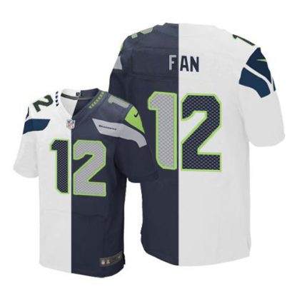 Nike Seattle Seahawks #12 Fan White/Steel Blue Men's Stitched NFL Elite Split Jersey
