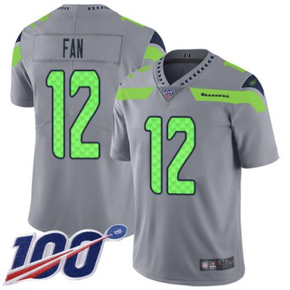 Nike Seattle Seahawks #12 Fan Gray Men's Stitched NFL Limited Inverted Legend 100th Season Jersey