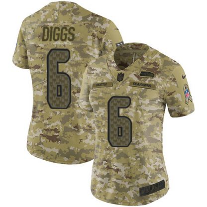 Nike Seattle Seahawks #6 Quandre Diggs Camo Women's Stitched NFL Limited 2018 Salute To Service Jersey