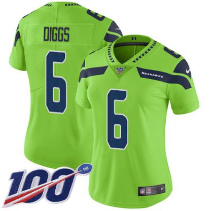 Nike Seattle Seahawks #6 Quandre Diggs Green Women's Stitched NFL Limited Rush 100th Season Jersey