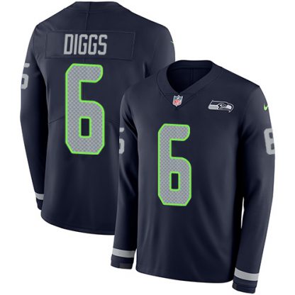 Nike Seattle Seahawks #6 Quandre Diggs Steel Blue Team Color Men's Stitched NFL Limited Therma Long Sleeve Jersey