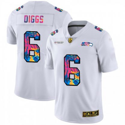 Seattle Seattle Seahawks #6 Quandre Diggs Men's White Nike Multi-Color 2020 NFL Crucial Catch Limited NFL Jersey