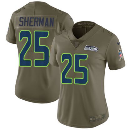 Nike Seattle Seahawks #25 Richard Sherman Olive Women's Stitched NFL Limited 2017 Salute to Service Jersey