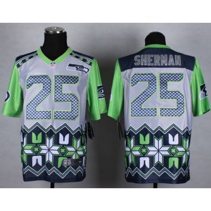 Nike Seattle Seahawks #25 Richard Sherman Grey Men's Stitched NFL Elite Noble Fashion Jersey