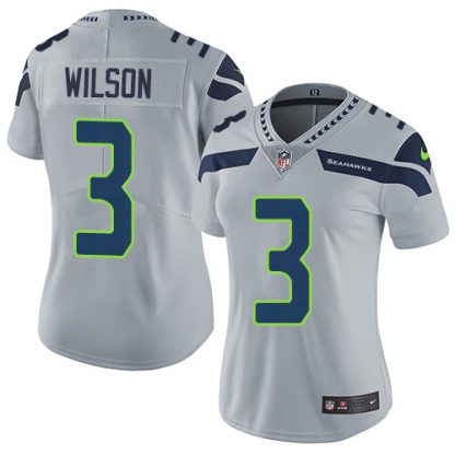 Nike Seattle Seahawks #3 Russell Wilson Grey Alternate Women's Stitched NFL Vapor Untouchable Limited Jersey