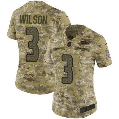Nike Seattle Seahawks #3 Russell Wilson Camo Women's Stitched NFL Limited 2018 Salute to Service Jersey