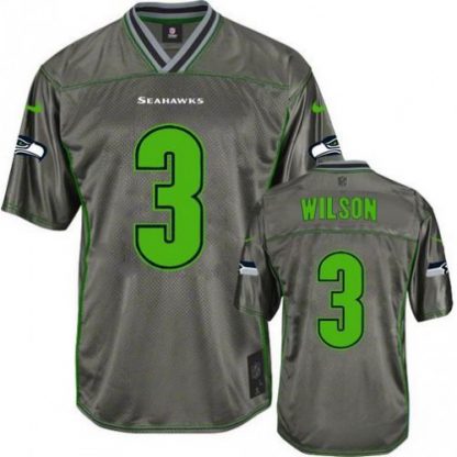 Nike Seattle Seahawks #3 Russell Wilson Grey Youth Stitched NFL Elite Vapor Jersey