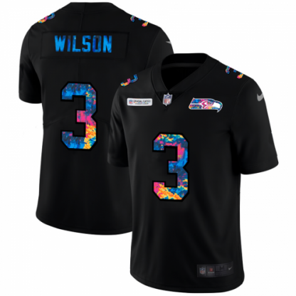 Seattle Seattle Seahawks #3 Russell Wilson Men's Nike Multi-Color Black 2020 NFL Crucial Catch Vapor Untouchable Limited Jersey