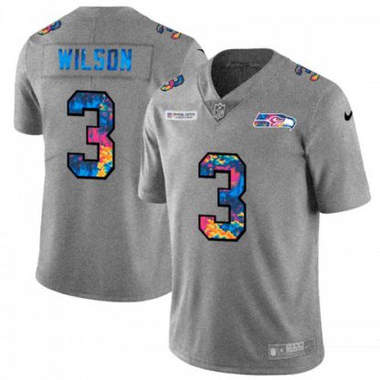 Seattle Seattle Seahawks #3 Russell Wilson Men's Nike Multi-Color 2020 NFL Crucial Catch NFL Jersey Greyheather
