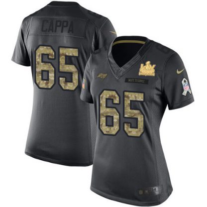Nike Tampa Bay Buccaneers #65 Alex Cappa Black Women's Super Bowl LV Champions Patch Stitched NFL Limited 2016 Salute to Service Jersey