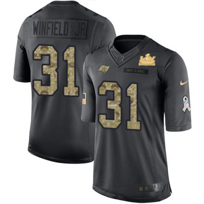 Nike Tampa Bay Buccaneers #31 Antoine Winfield Jr. Black Men's Super Bowl LV Champions Patch NFL Limited 2016 Salute to Service Jersey