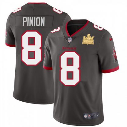 Tampa Bay Tampa Bay Buccaneers #8 Bradley Pinion Youth Super Bowl LV Champions Patch Nike Pewter Alternate Vapor Limited Jersey
