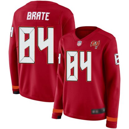 Nike Tampa Bay Buccaneers #84 Cameron Brate Red Team Color Women's Stitched NFL Limited Therma Long Sleeve Jersey