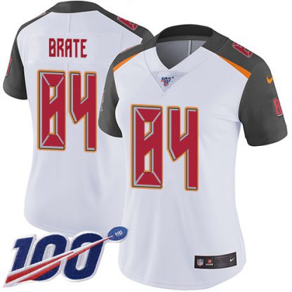 Nike Tampa Bay Buccaneers #84 Cameron Brate White Women's Stitched NFL 100th Season Vapor Untouchable Limited Jersey
