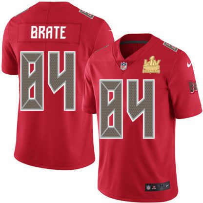 Nike Tampa Bay Buccaneers #84 Cameron Brate Red Men's Super Bowl LV Champions Patch Stitched NFL Limited Rush Jersey