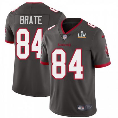 Tampa Bay Tampa Bay Buccaneers #84 Cameron Brate Men's Super Bowl LV Bound Nike Pewter Alternate Vapor Limited Jersey