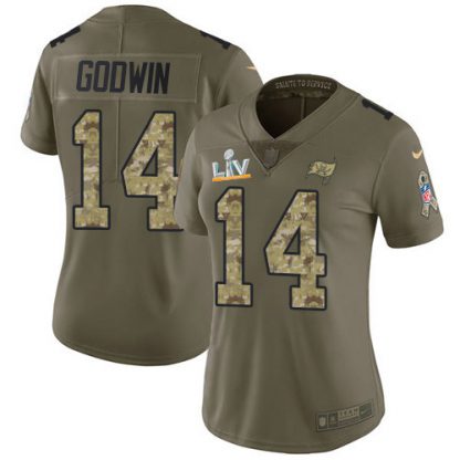 Nike Tampa Bay Buccaneers #14 Chris Godwin Olive/Camo Women's Super Bowl LV Bound Stitched NFL Limited 2017 Salute To Service Jersey