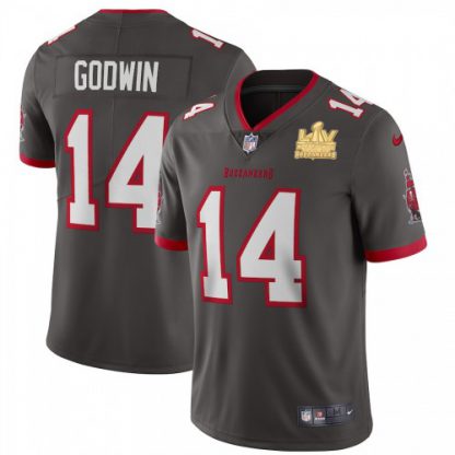 Tampa Bay Tampa Bay Buccaneers #14 Chris Godwin Youth Super Bowl LV Champions Patch Nike Pewter Alternate Vapor Limited Jersey