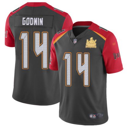 Nike Tampa Bay Buccaneers #14 Chris Godwin Gray Youth Super Bowl LV Champions Patch Stitched NFL Limited Inverted Legend Jersey