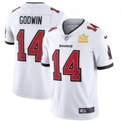 Tampa Bay Tampa Bay Buccaneers #14 Chris Godwin Youth Super Bowl LV Champions Patch Nike White Vapor Limited Jersey